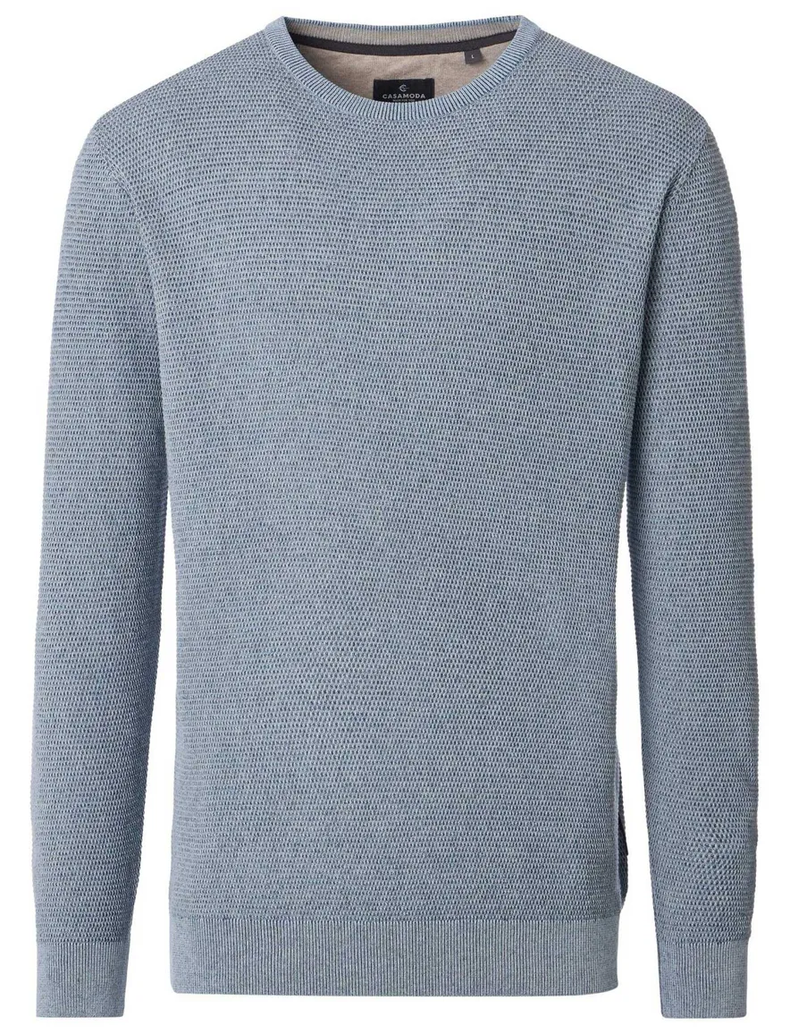 Casa Moda trui blauw textuur 100% katoen gemêleerd