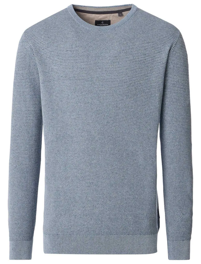 trui met textuur Casa Moda blauw ronde hals
