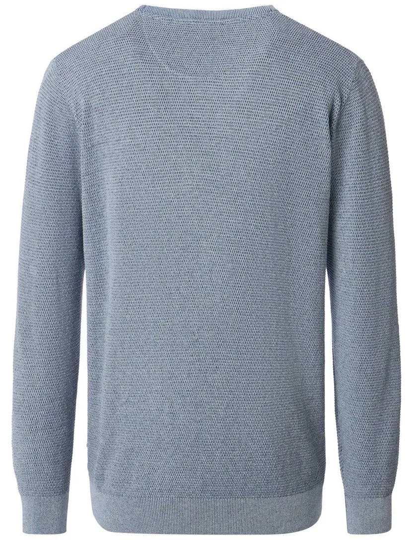 trui met textuur Casa Moda blauw ronde hals