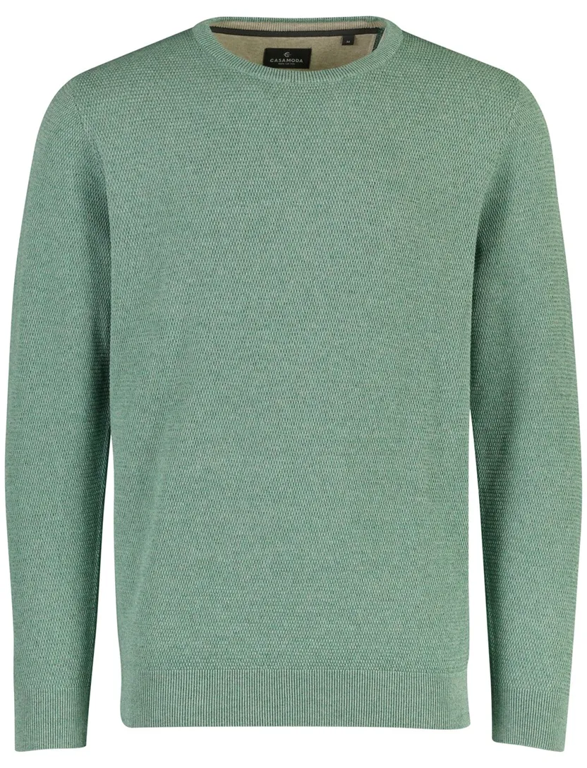 Gebreide groene Casa Moda trui met ronde hals