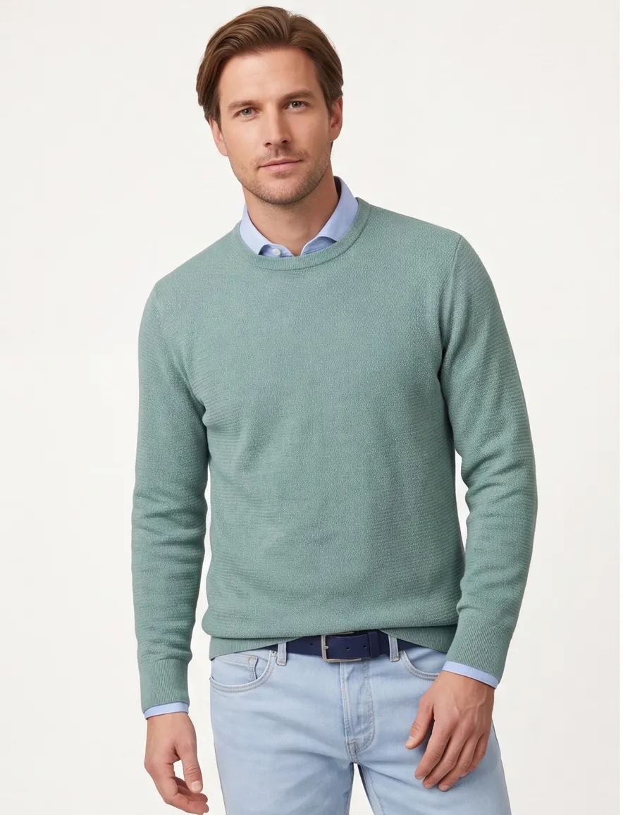 Trui Casa Moda ronde hals gebreid groen