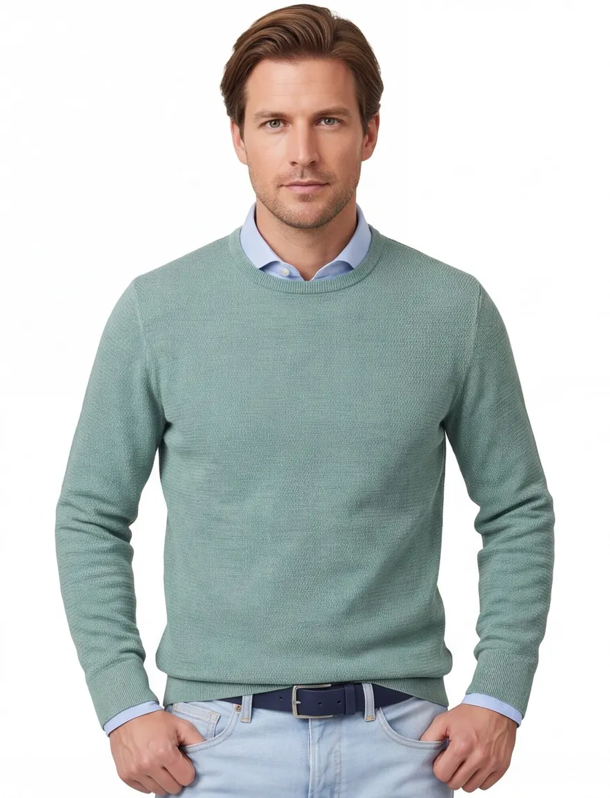 Trui Casa Moda ronde hals gebreid groen