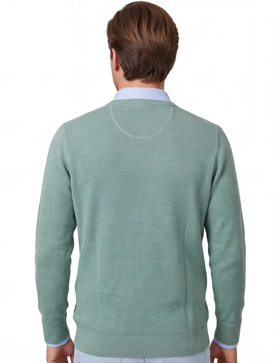 Trui Casa Moda ronde hals gebreid groen