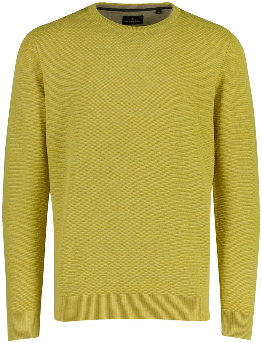Trui Casa Moda ronde hals gebreid geel