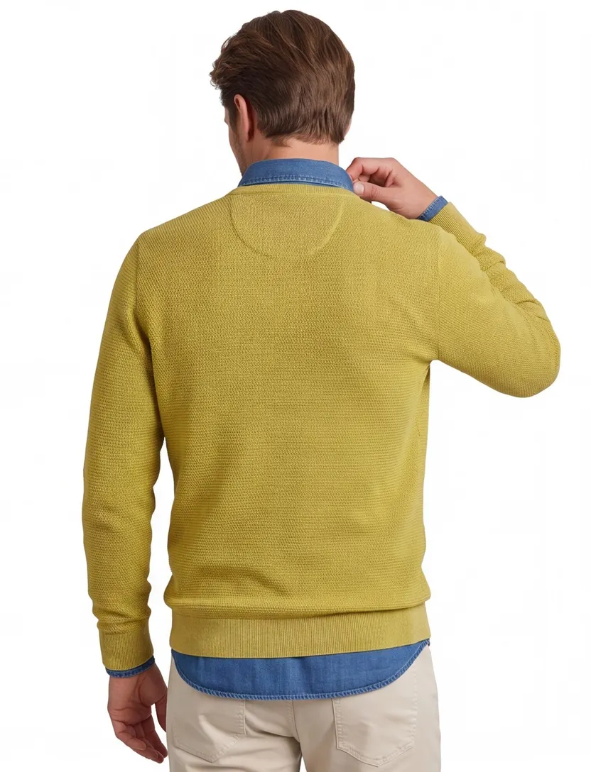 Gebreide Casa Moda trui met ronde hals geel