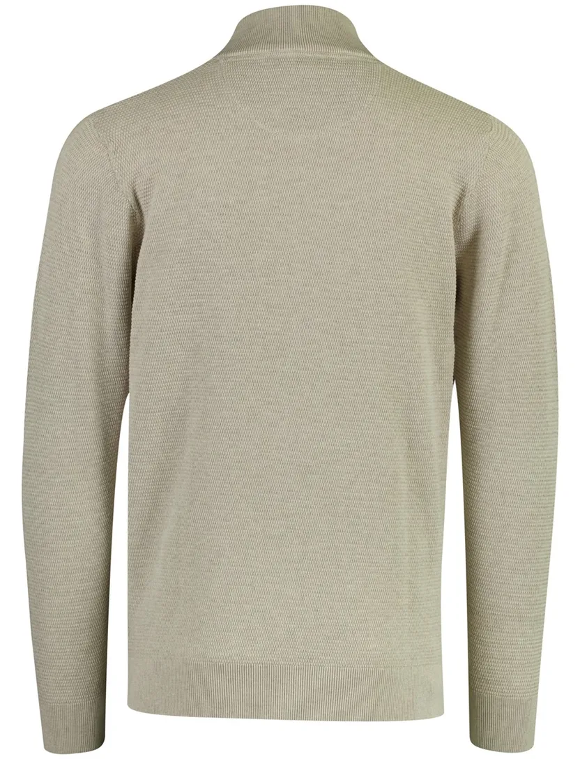 Gebreide beige Casa Moda trui met half zip