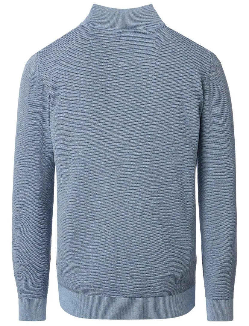 trui half-zip met textuur Casa Moda blauw ronde hals