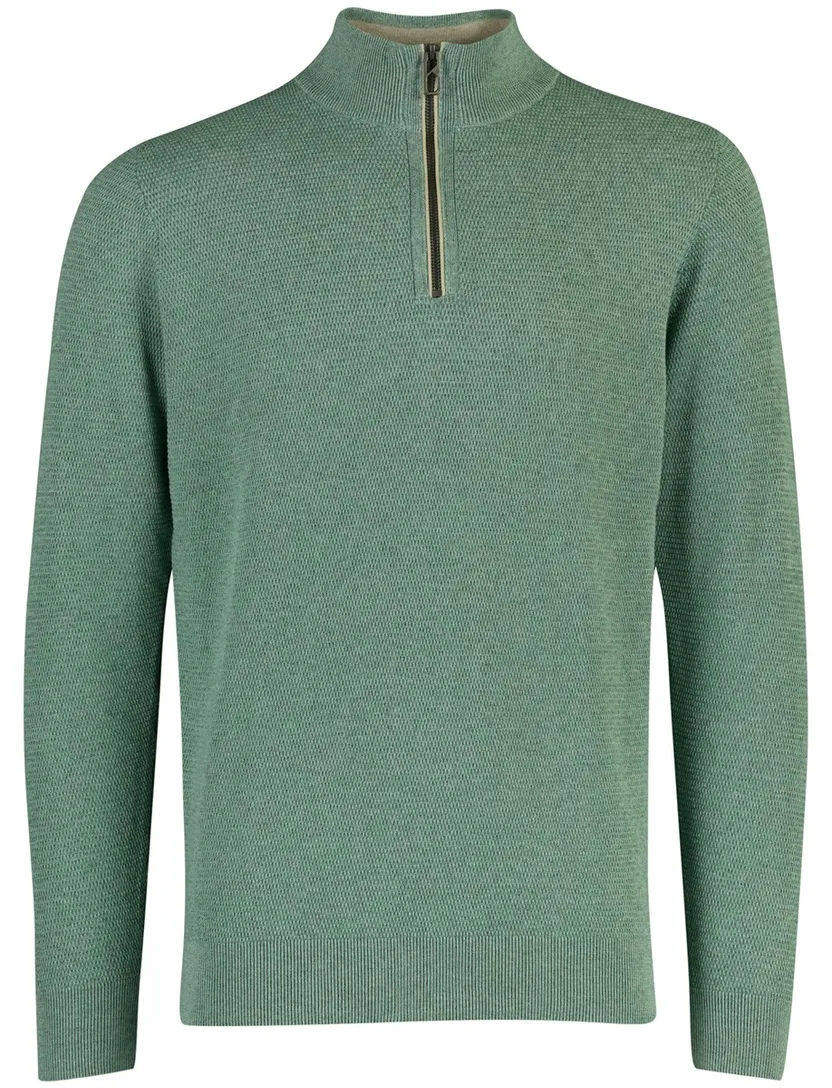 Gebreide groene Casa Moda trui met half zip