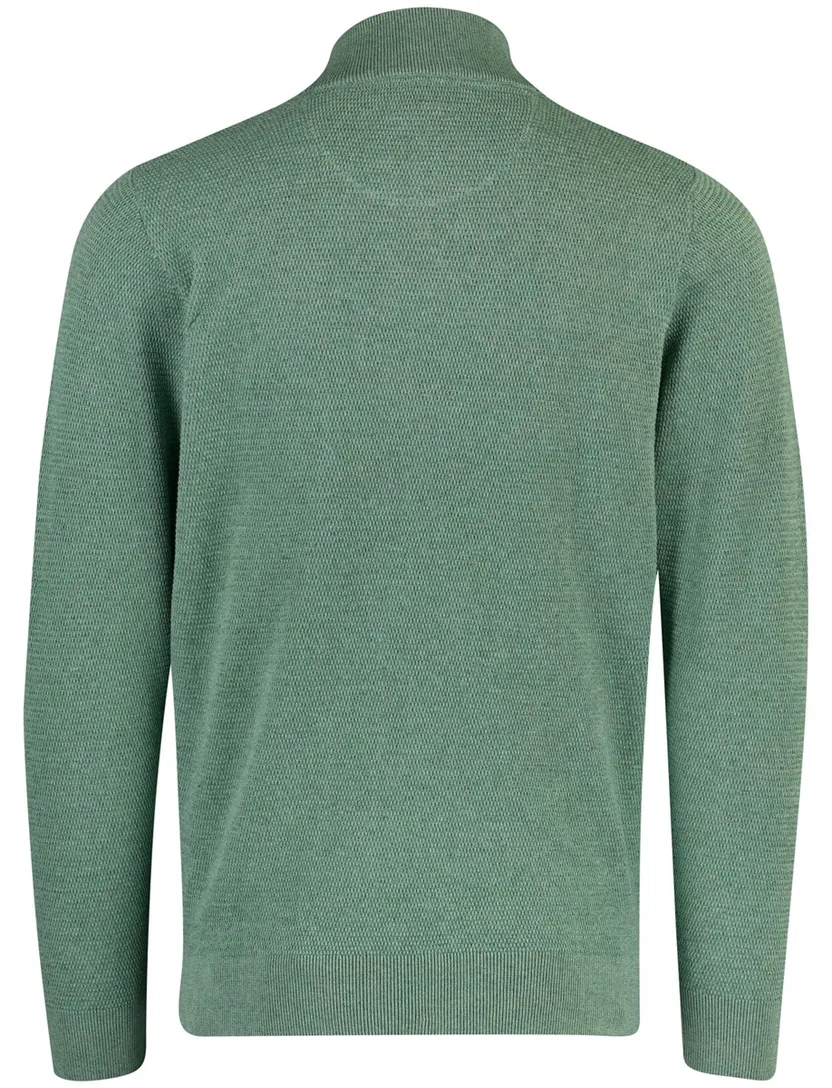 Gebreide groene Casa Moda trui met half zip