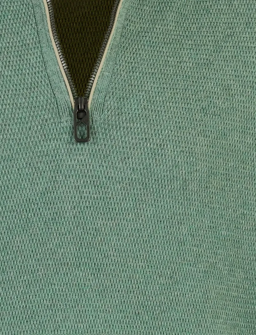 Gebreide groene Casa Moda trui met half zip