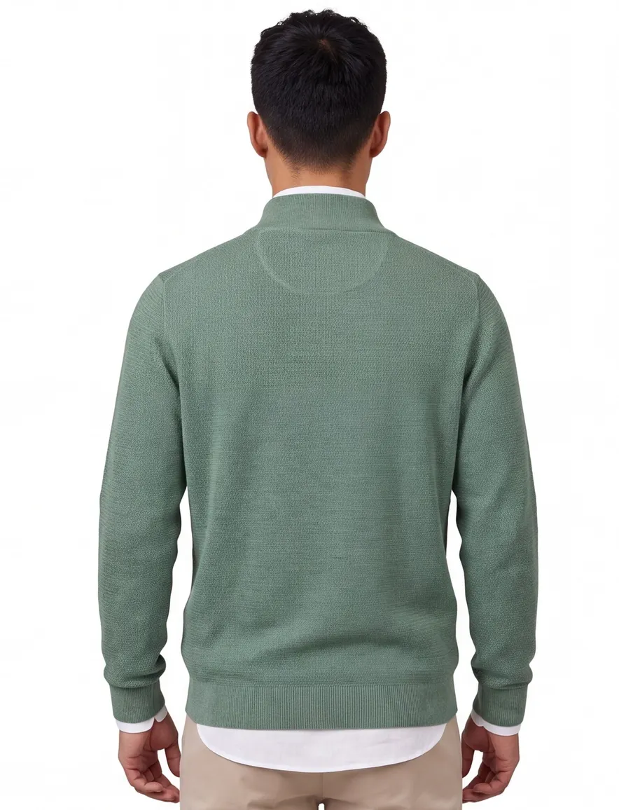 Trui Casa Moda half zip gebreid groen