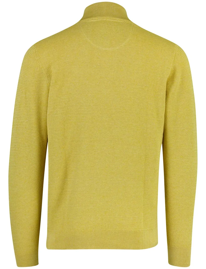 Gebreide Casa Moda trui half zip geel