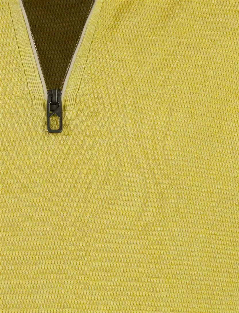Gebreide Casa Moda trui half zip geel