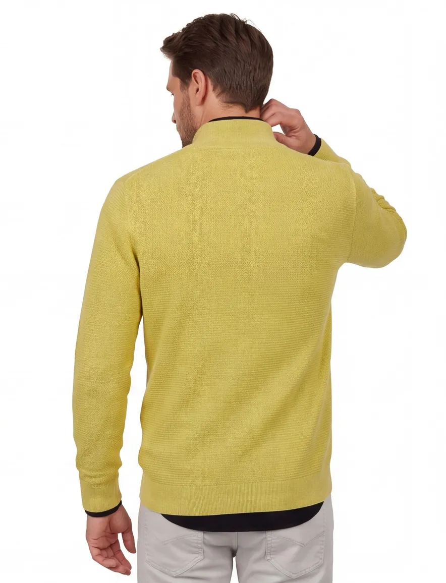 Trui Casa Moda half zip gebreid geel