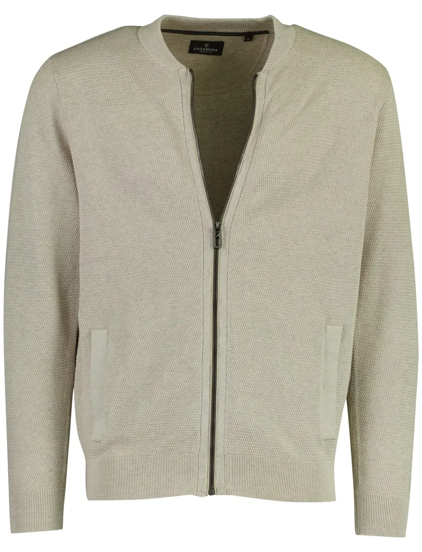 Beige Casa Moda vest bomberkraag gebreid