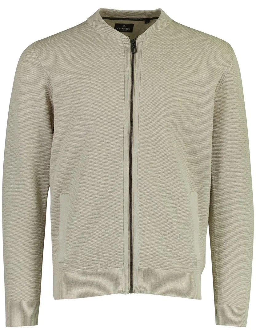 Beige Casa Moda vest bomberkraag gebreid