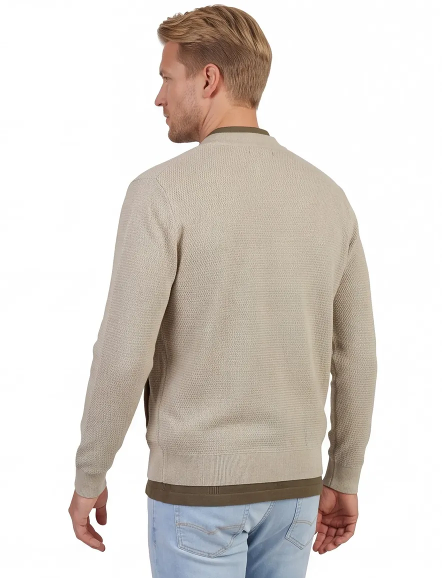 Vest Casa Moda beige gebreid bomberkraag