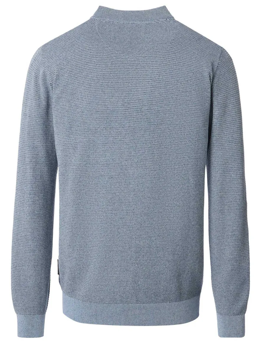 Casa Moda gebreid vest lichtblauw rits normale fit