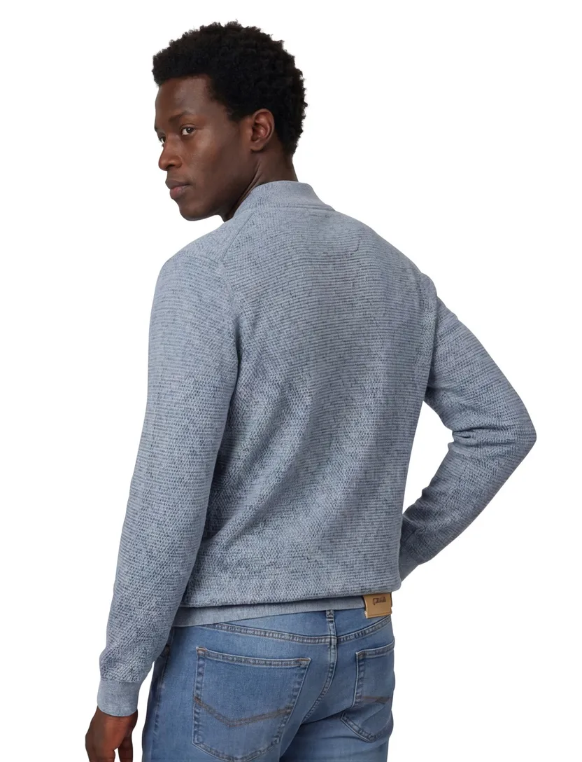 Vest Casa Moda normale fit lichtblauw met rits gebreid
