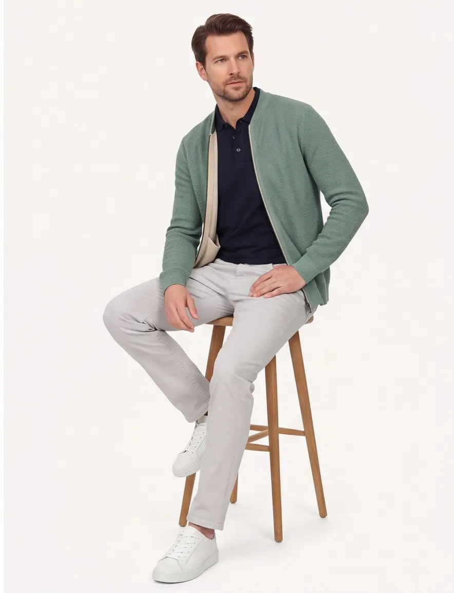 Vest Casa Moda groen gebreid