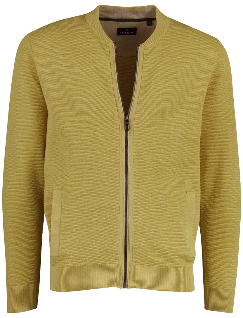 Geel gebreid katoenen Casa Moda vest