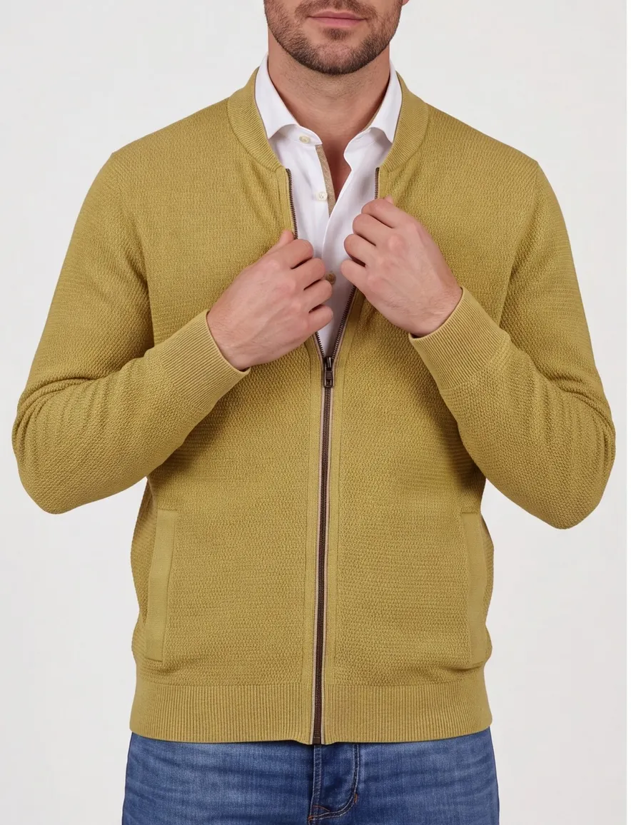 Vest Casa Moda gebreid vest geel katoen