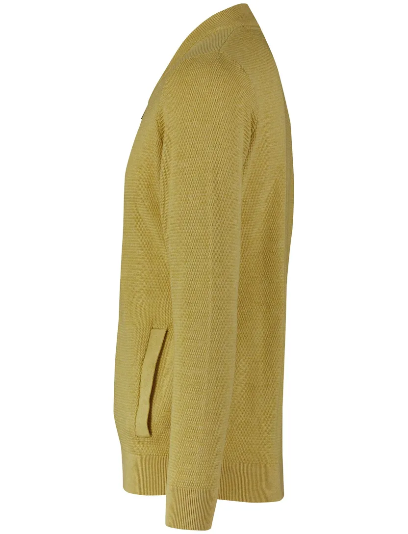 Geel gebreid katoenen Casa Moda vest