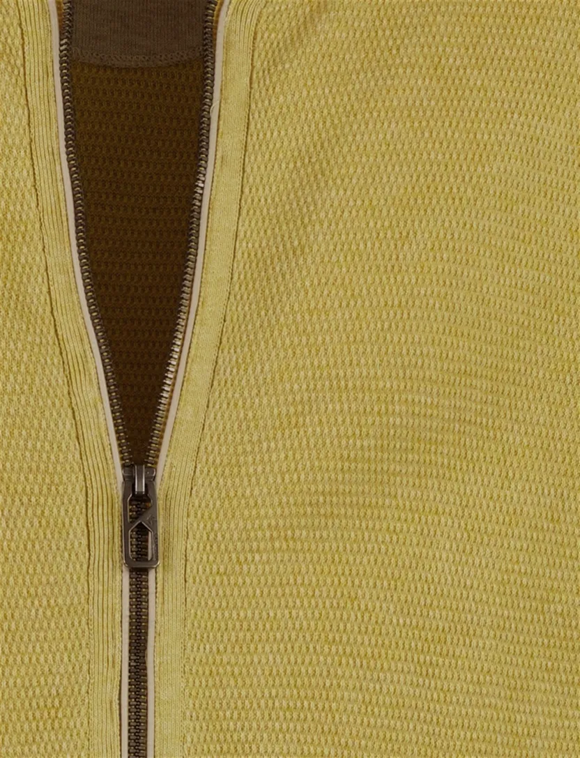 Geel gebreid katoenen Casa Moda vest