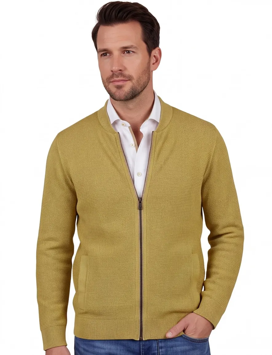 Vest Casa Moda gebreid vest geel katoen