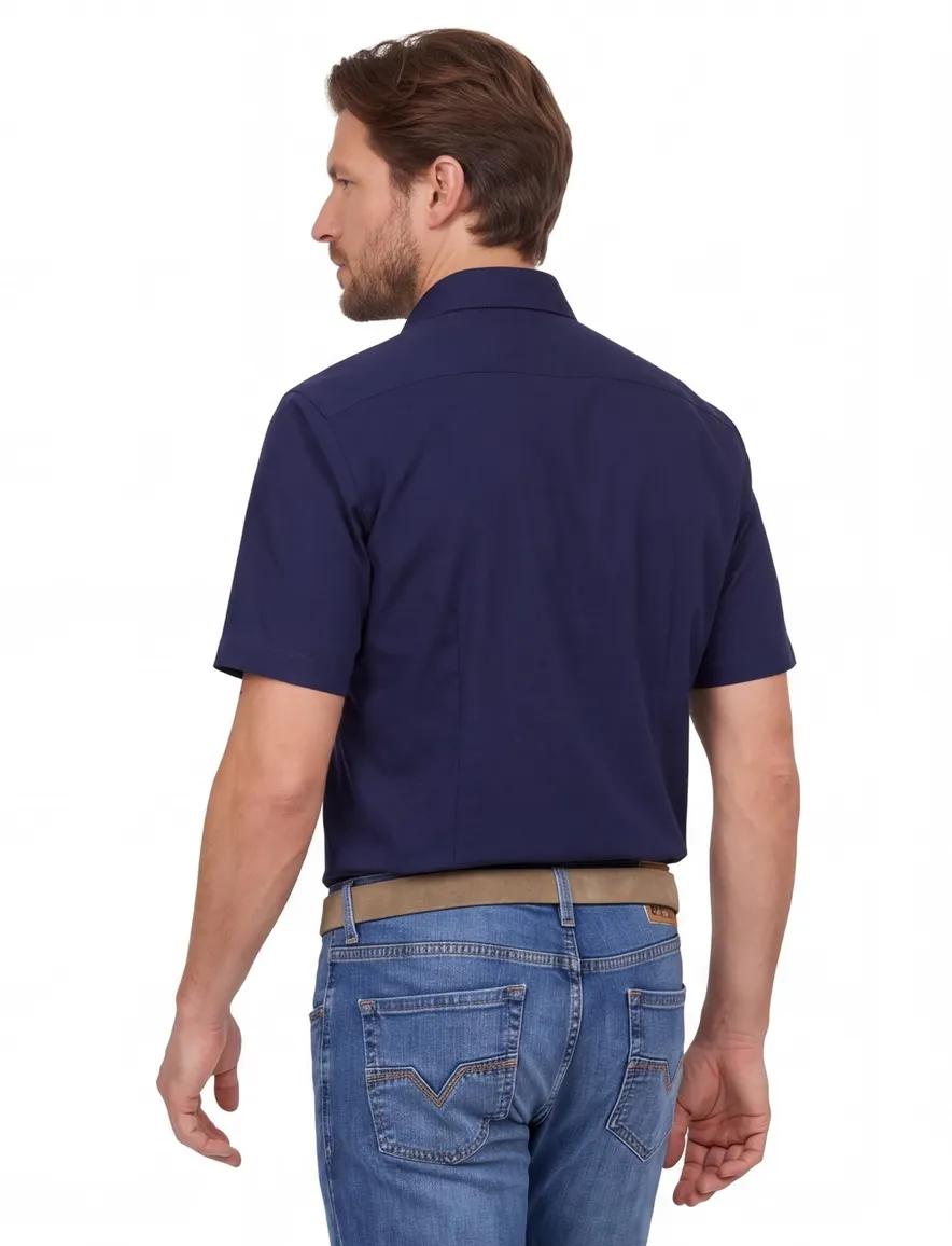 Venti overhemd donkerblauw korte mouw