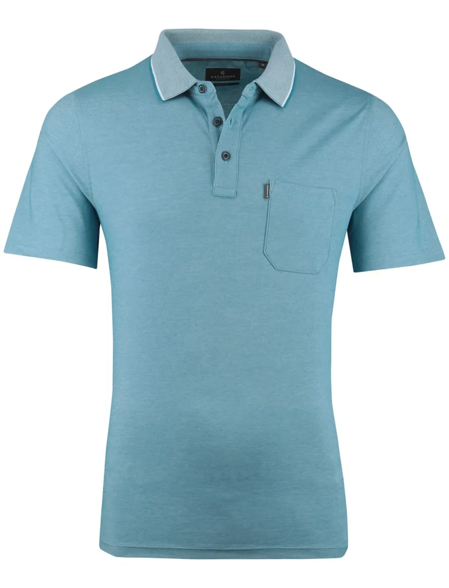 Poloshirt Casa Moda blauw normale fit katoen