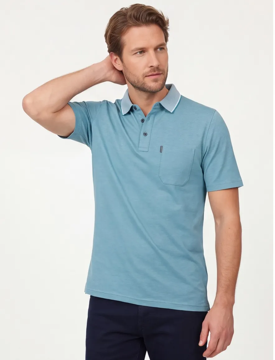 Poloshirt Casa Moda blauw normale fit katoen