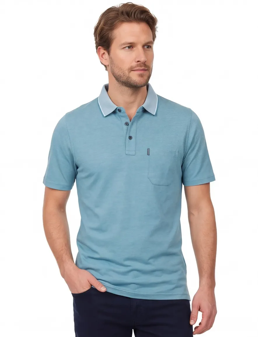Poloshirt Casa Moda blauw normale fit katoen