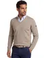 Beige trui Maerz normale fit lamswol v-hals