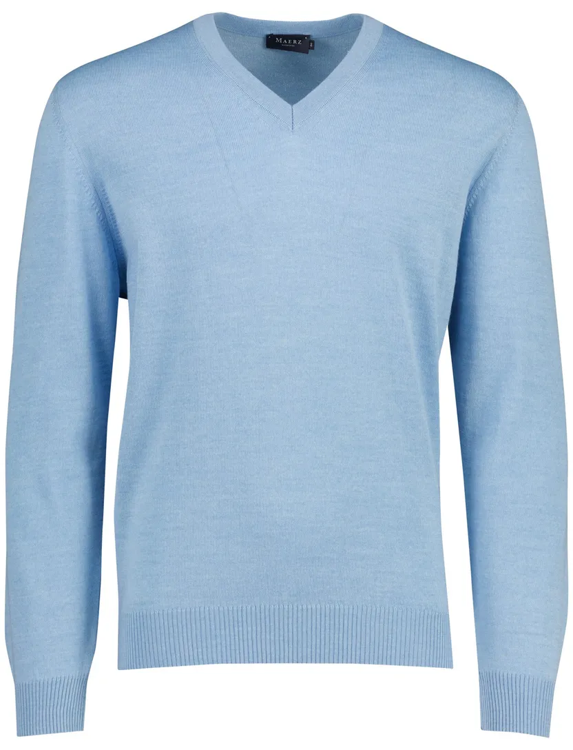 Trui v-hals Maerz blauw scheerwol