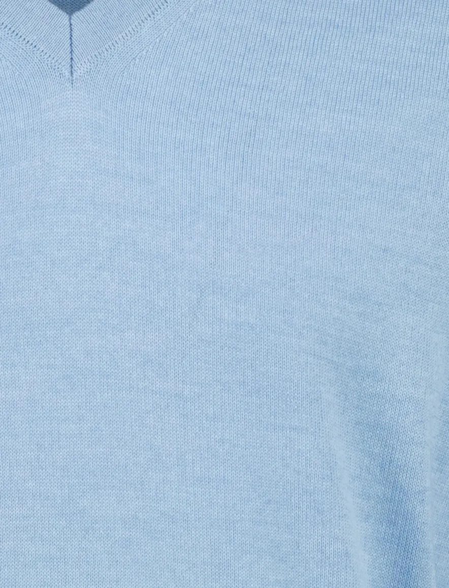 Blauwe trui Maerz v-hals scheerwol