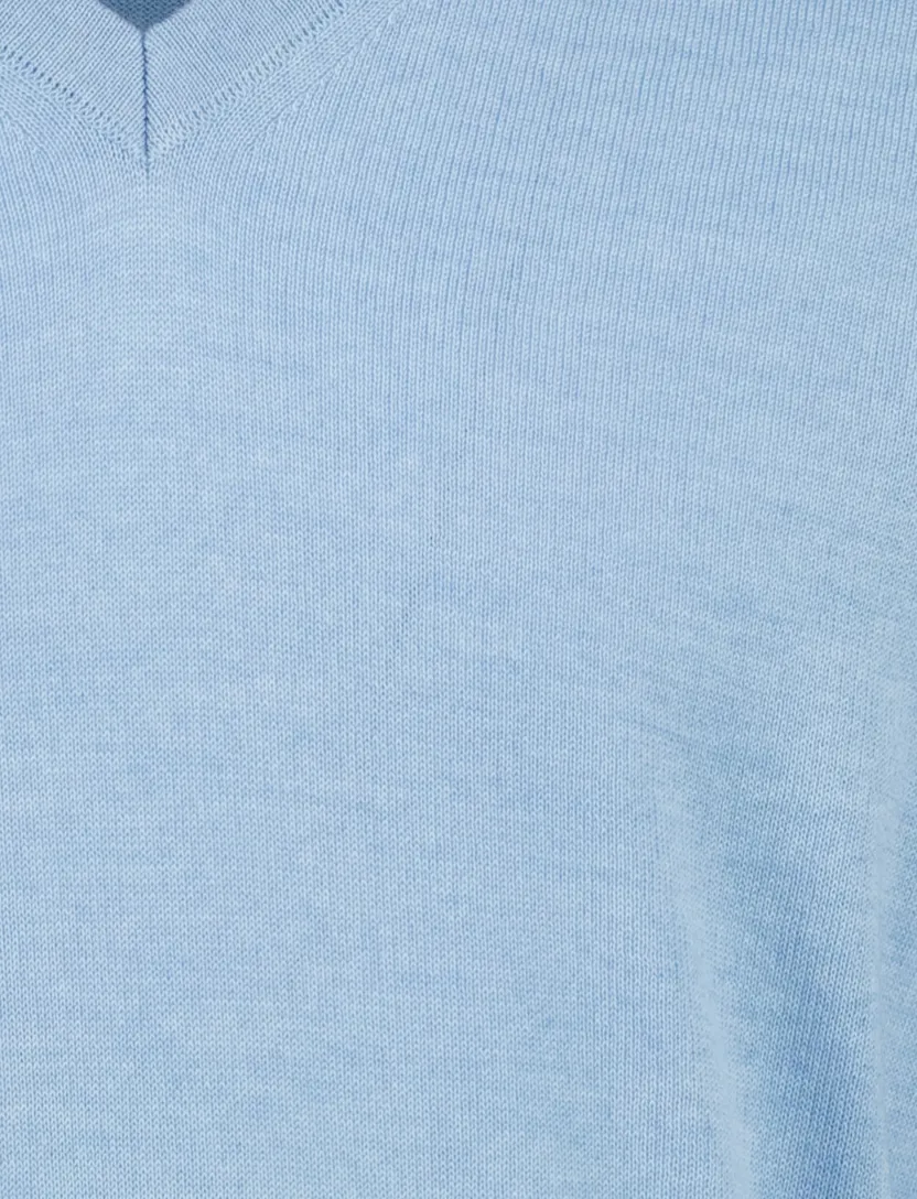Trui v-hals Maerz blauw scheerwol