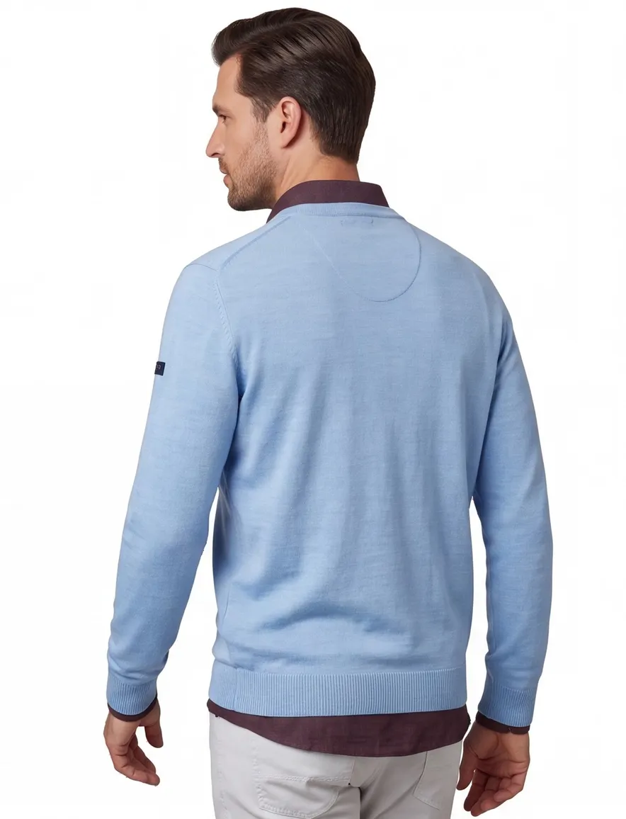 Blauwe trui Maerz v-hals scheerwol