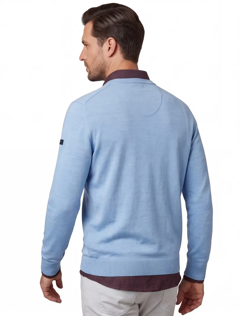 Trui v-hals Maerz blauw scheerwol
