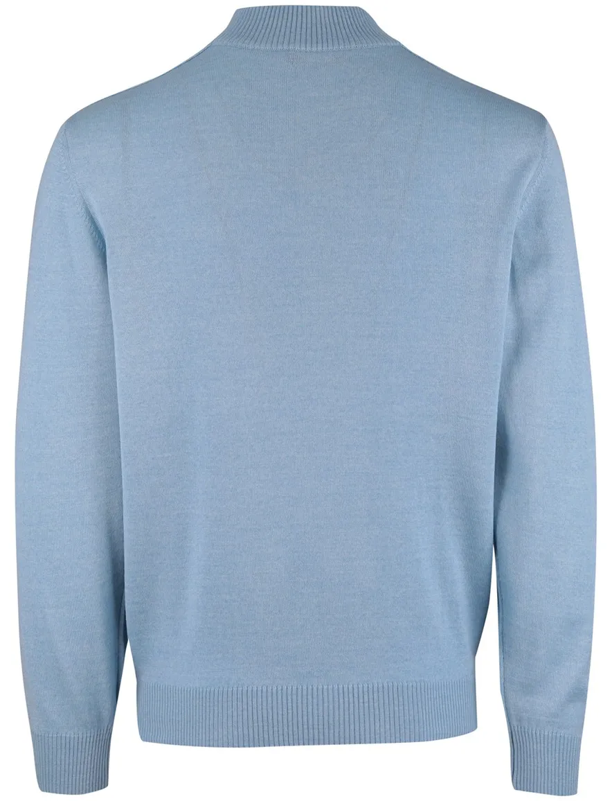 Blauwe half zip trui Maerz gemeleerd