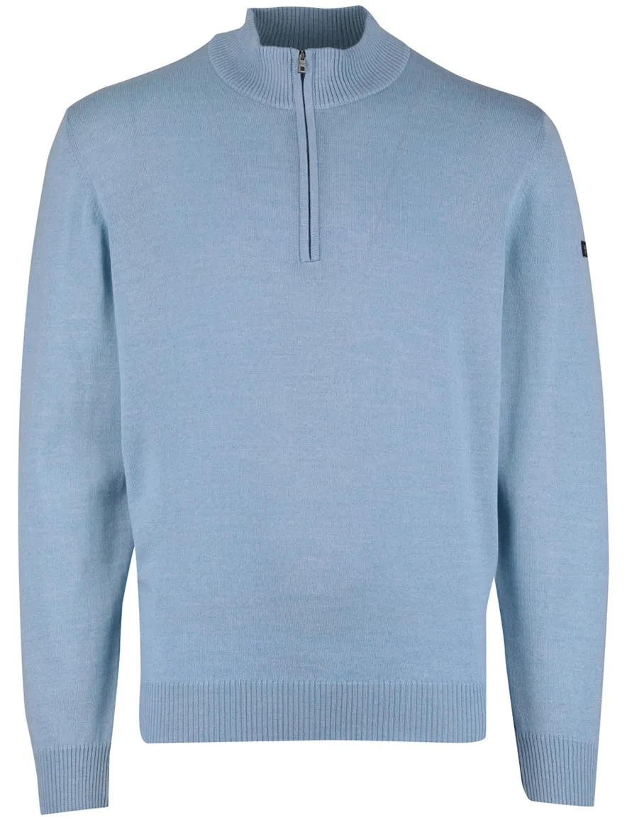 Blauwe half zip trui Maerz gemeleerd