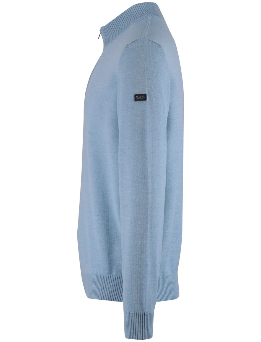 Blauwe half zip trui Maerz gemeleerd