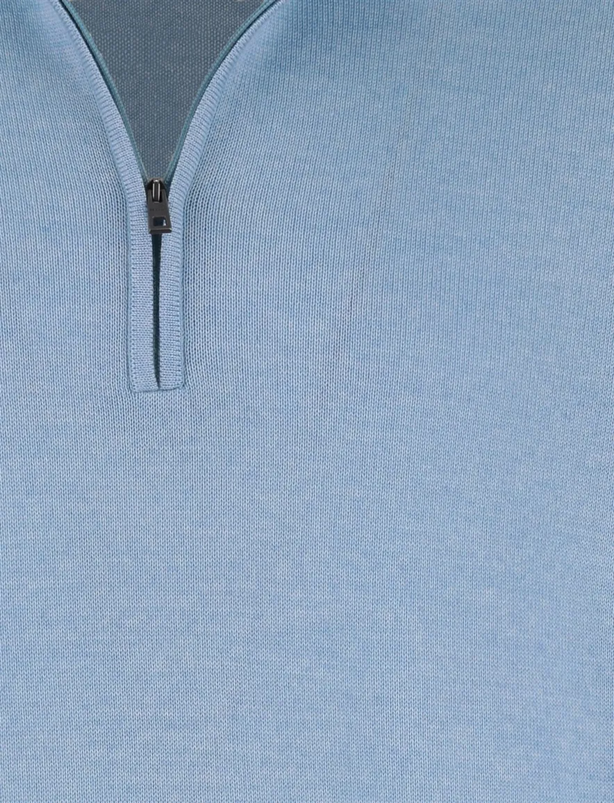 Blauwe half zip trui Maerz gemeleerd