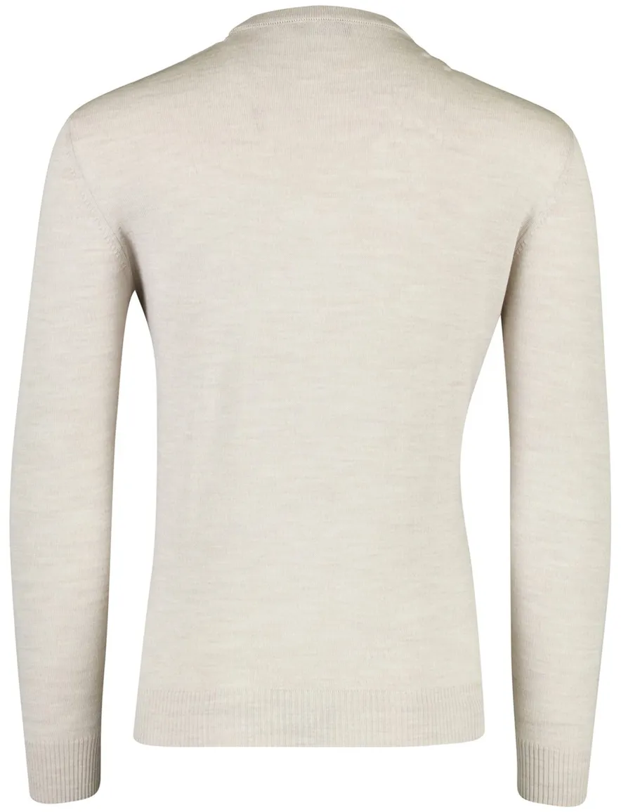 Maerz v hals beige trui wol gebreid