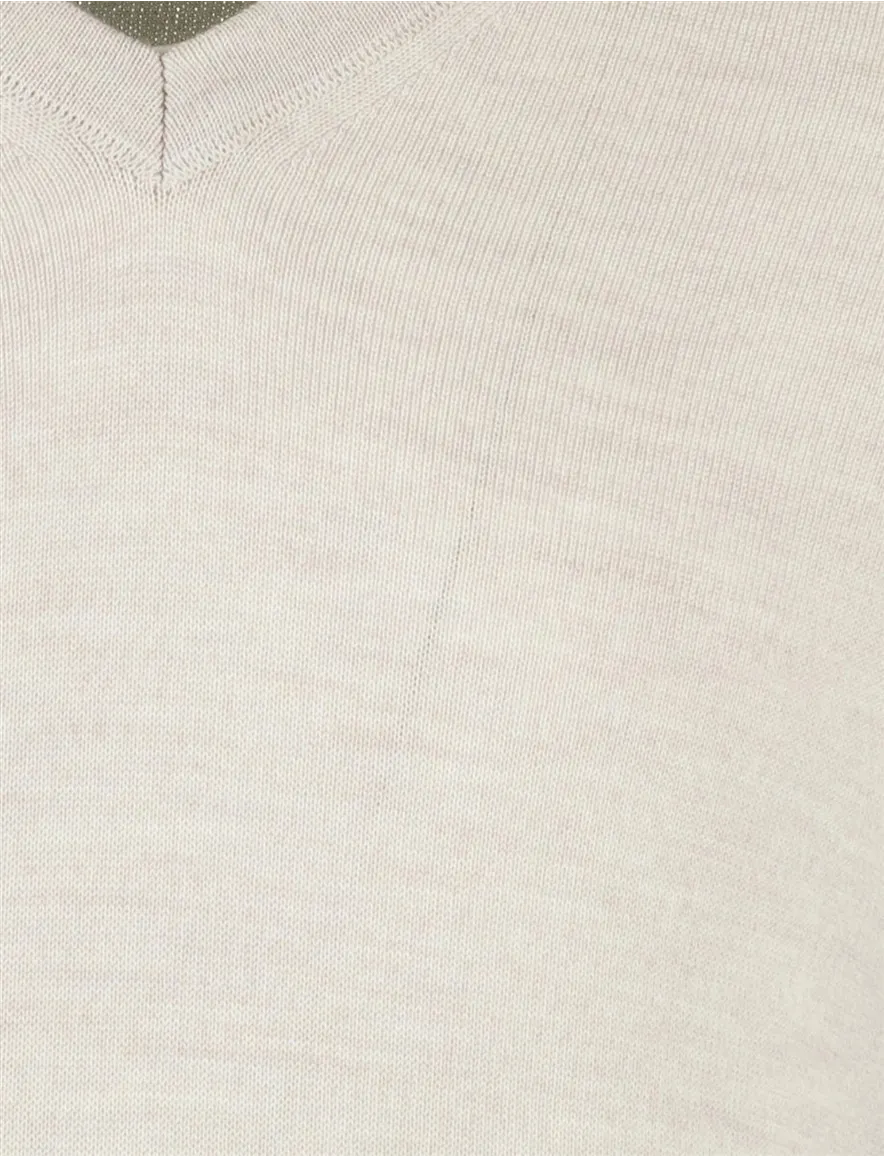 Maerz trui beige v hals gemeleerd