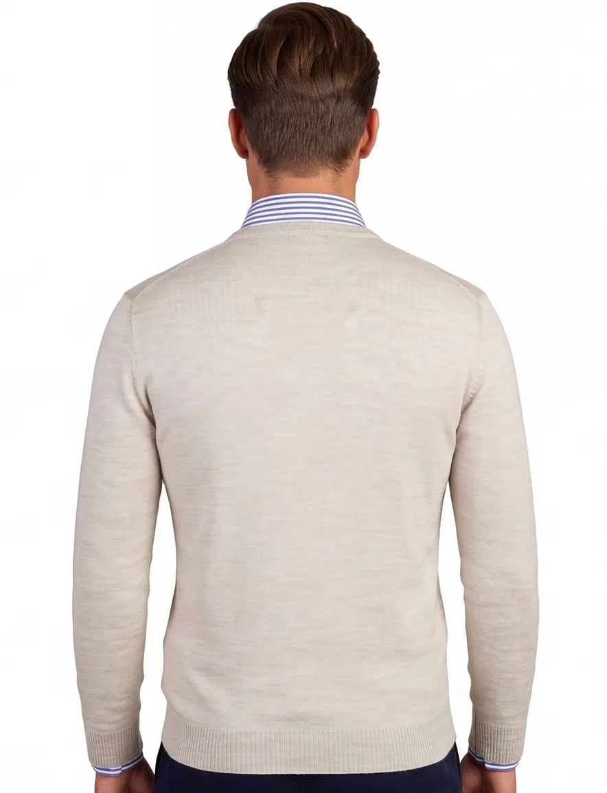 Maerz trui wol beige met v hals