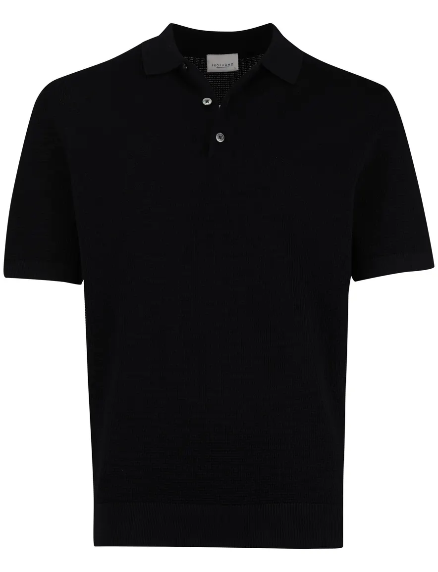 Profuomo poloshirt donkerblauw effen 3 knoops