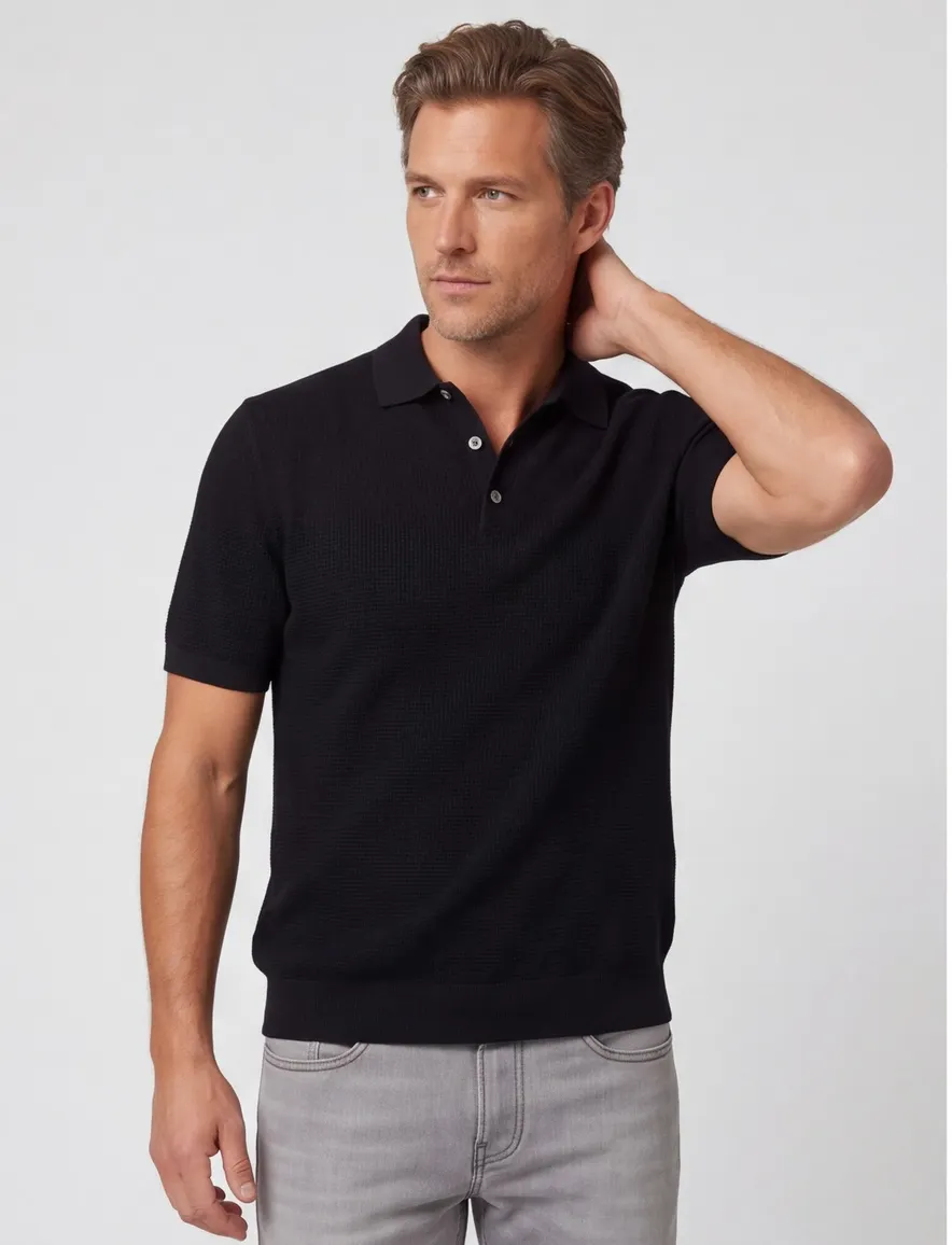 Profuomo poloshirt donkerblauw effen 3 knoops