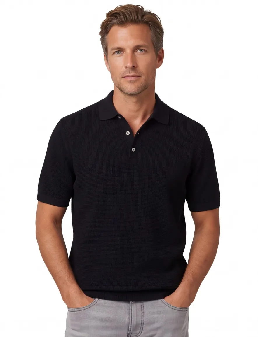 Profuomo poloshirt donkerblauw effen 3 knoops