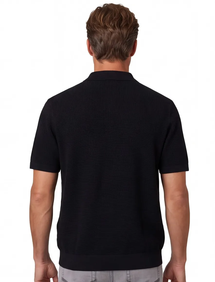 Profuomo poloshirt donkerblauw effen 3 knoops